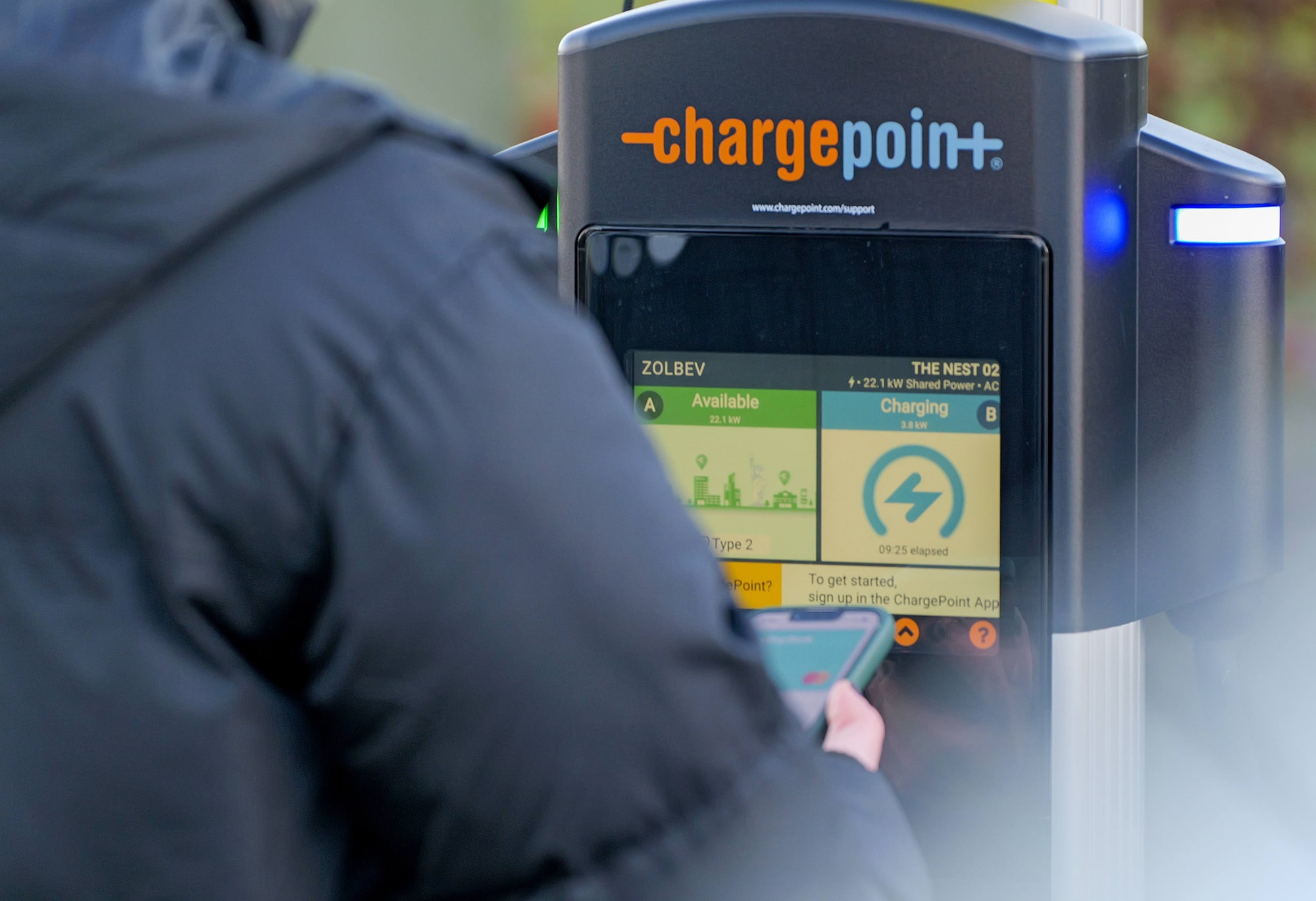 Commercial EV charging bays on site