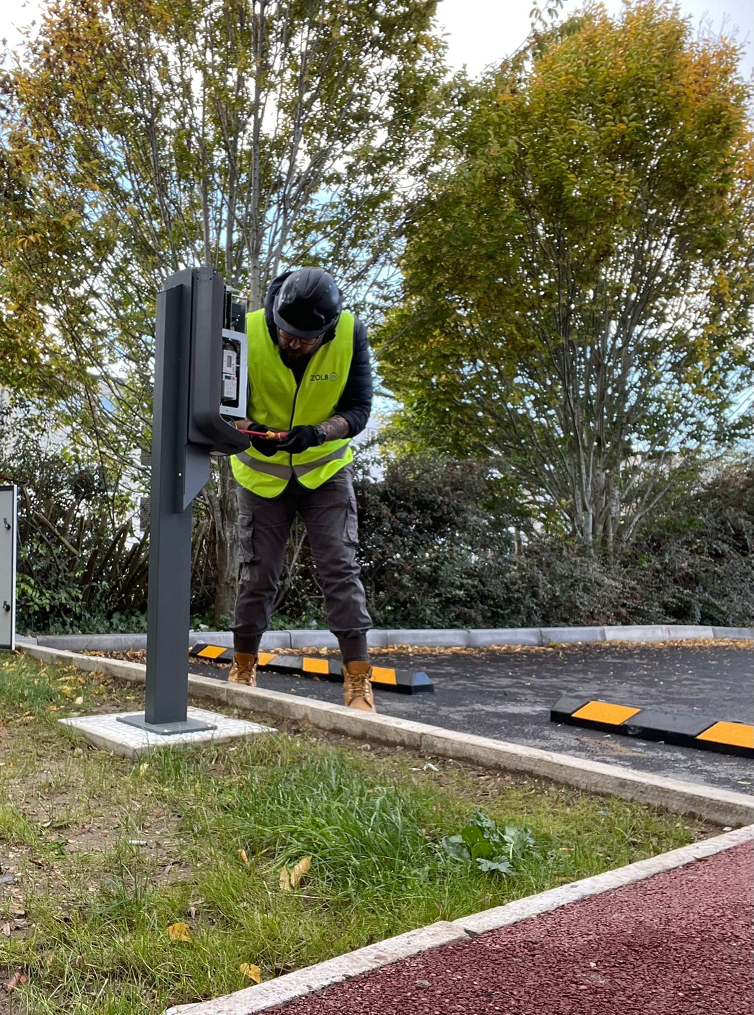 Commercial EV charging installation on site