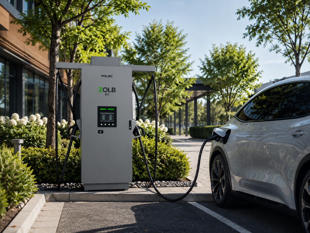 Rolec and ZOLB EV dual-branded charge point at a commercial site